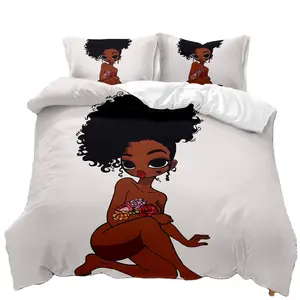 Black Art African American Girl Women Duvet Covers Sets Microfiber Comforter Cover with Pillow Case 3 piece Sets