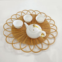 Sets de table et sous-plats ronds en rotin synthétique tressé, écologiques, style zen asiatique, pour mariage