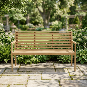 Solid Teak Wood Outdoor Relax Bench 3 Seater Slatted Patio Lounge <b>Loveseat</b> - Product Image 2