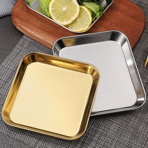 304 <strong>Stainless</strong> Steel Korean Food <strong>Rectangular</strong> <strong>Serving</strong> Tray Metal Gold and Natural Dishes &amp; <strong>Plates</strong> square Dinner <strong>Plate</strong> - Product Image 4