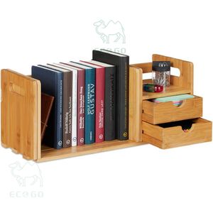 Natural Bamboo Bookshelf Heavy Duty Office <b>Desk</b> <b>Organizer</b> With Drawer Bamboo Drawer <b>Organizer</b> - Product Image 1