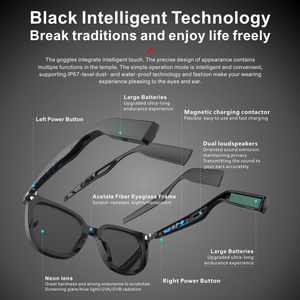 <span class=keywords><strong>H2A</strong></span> pour Lunettes de Soleil Sans Fil à Oreille Libre avec Assistant IA, Appels Mains Libres, Commande Vocale, Étanchéité IP65, Recharge Magnétique pour l'Extérieur - Product Image 5
