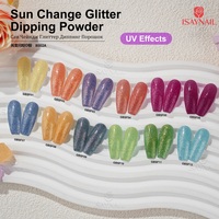 Poudre à ongles colorée à séchage rapide poudre à tremper pailletée à changement de soleil personnalisée vente en gros