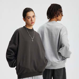 Sweat-shirts en coton à col rond OEM, unis, surdimensionnés, avec logo personnalisé, épais, brodés, à col ras du cou - Product Image 5