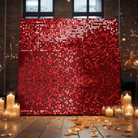 Panneaux de fond mural scintillants rouges diamantés à sequins carrés, réutilisables pour mariage, fête, anniversaire, Thanksgiving