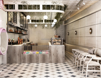 Kiosque Moderne Personnalisé pour Bar à Café, Salon de Crème Glacée et Yogourt Glacé, Écologique, Durable, avec Table et Chaises en Peinture Cuite, Prix Usine, Présentoir