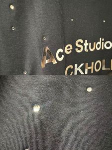 T-shirt a maniche corte con stampa a specchio e strass, versione autentica di alta qualità AC1996 - Top estivo di lusso, disponibile subito - Product Image 3