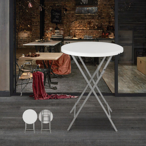 Table pliante JH JH-YB80 de style moderne commercial, portable, en plastique blanc, hauteur 80 cm - Product Image 3