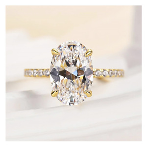 Nhẫn vàng trắng 14k 18k mạ vàng nguyên chất, kim cương nhân tạo mọc trong phòng thí nghiệm, chứng nhận Gia Igi, dành cho nữ, trang sức đính hôn - Product Image 1