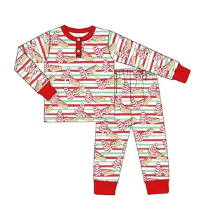 Hoge Kwaliteit Boutique Sibling Bijpassende Outfits Kinderen Kerst Nachtkleding Baby Jongens Gebreide Pyjama