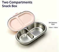 Boîte à lunch en acier inoxydable pour enfants avec récipient à sauce assorti, boîte bento en métal à 2 compartiments pour l'école et le bureau