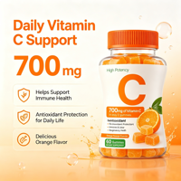 Vitamine C pour adultes en gommes 700 mg, 60 pièces, vente en gros |   Complément alimentaire au collagène saveur orange pour soutenir l'immunité et la densité osseuse