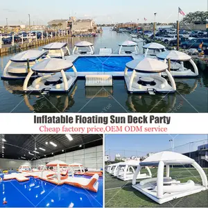 2.5x1.5x0.2m Teak Dock Inflatable Water Fishing Platform Yacht Floating Dock Island