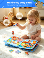 Libro Sensoriale Montessori Treno in Feltro per Bambini con Gioco di Pesca e Abbinamento, Giocattolo Educativo da Viaggio per lo Sviluppo della Motricità Fine, per 1-3 Anni
