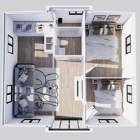 Casa Contenedor Expandible de 2 Dormitorios con Baño y Cocina, Diseño Moderno para Habitaciones de Resort, Uso en Exteriores y Pedidos al por Mayor