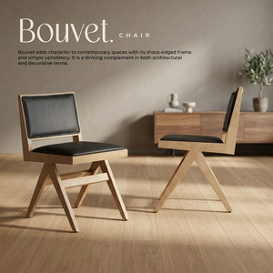 Chaise de salle à manger moderne en bois massif français, assise et dossier rembourrés en cuir PU, structure en bois naturel, mobilier de maison - Product Image 3
