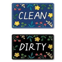 Aimant indicateur double face réversible Propre/Sale en plastique avec motif floral pour lave-vaisselle, réfrigérateur et buanderie