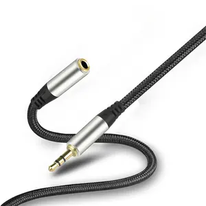 Groothandel Prive Ontwerp 3.5Mm Trrs Man-vrouw Stereo Jack Audio Extensions Koper Shell Nylon Braid Kabel Extension 3.5mm