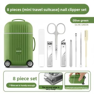 Vente en gros de 8 pièces en acier inoxydable ensemble de manucure et de pédicure mini <span class=keywords><strong>valise</strong></span> à bagages outil coupe-ongles - Product Image 4