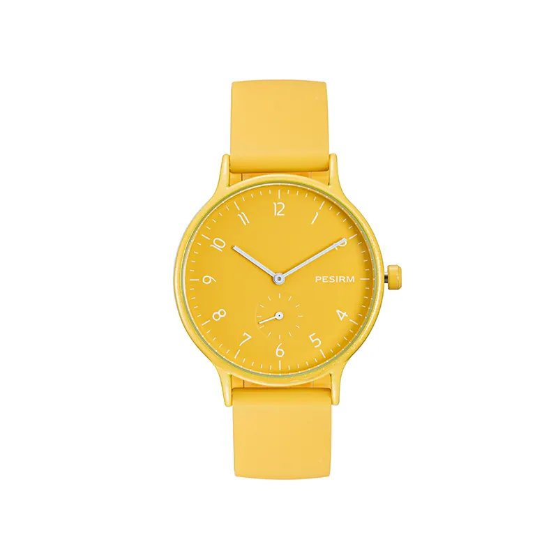 Venta caliente deporte 3ATM resistente al agua correa de silicona de goma amarillo mujeres reloj