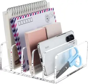 Transparent desktop envelope organizer for acrylic mail racks for bill file laptops