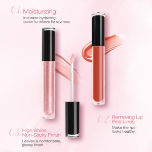 Venta caliente rosa brillante lápiz labial líquido hidratante Etiqueta Privada fruta vegana brillo brillante claro transparente brillo de labios - Product Image 3