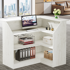 Comptoir de réception HONGTUO en MDF, comptoir de réception en forme de L, bureau de réception moderne, comptoir de réception pour institut de beauté - Product Image 6
