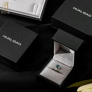 Фабричный бренд, подарочная упаковка для ювелирных изделий, бумажная коробка, черная упаковочная коробка для ювелирных изделий из кожзаменителя, с логотипом - Product Image 2