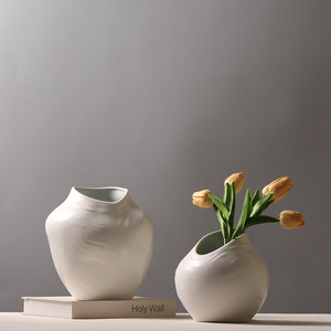 Vintage Wabi Sabi Moon Jar Jingdezhen <span class=keywords><strong>Curso</strong></span> hecho a mano Cerámica Florero blanco Florero <span class=keywords><strong>de</strong></span> agua Florero Ornamento Florero grande - Product Image 3