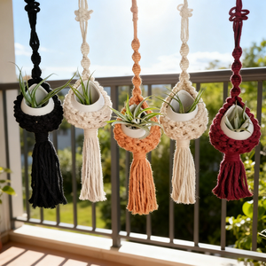 Panier suspendu <span class=keywords><strong>en</strong></span> <span class=keywords><strong>corde</strong></span> de coton tissé à la main de style ananas, <span class=keywords><strong>pot</strong></span> de fleurs suspendu, <span class=keywords><strong>porte</strong></span>-plante suspendu - Product Image 2