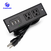 Gizli Gömme Masa Üstü Prizli Güç Şeridi Uzatma Kablosu 2 AC Priz 3 USB-A Girişi 1.5m Kablo Ev Mobilyası