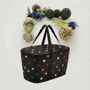 Factory Large Capacity Folding Picnic Pouch <b>Basket</b> Fashionable Polyester Camping Cooler Insulation <b>Bag</b> for Outdoor Food Storage - Product Image 3