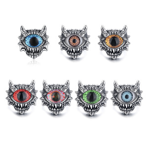 Bague de mode pour homme en acier inoxydable 316L titane, style Hip Hop Punk Gothique Vintage, avec pierre précieuse délicate et motif œil de Horus et œil du <span class=keywords><strong>diable</strong></span> géométrique - Product Image 1