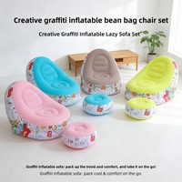 Fauteuil Gonflable Pliant Minimaliste Moderne pour Camping Extérieur, Canapé Portable à Motifs Graffiti pour Salon et Maison