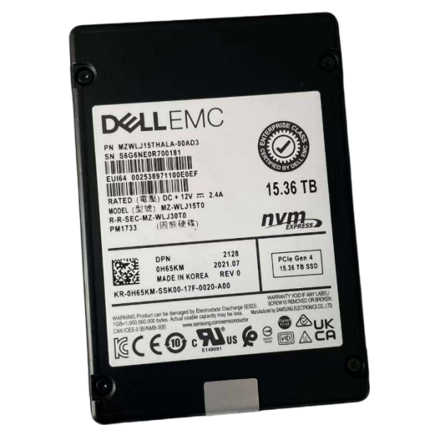 MZWLJ15THALA-00AD3 MZ-WLJ15T0 0H65KM Original new for 15.36TB U.2 NVMe SSD 2.5"