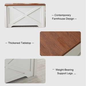 Db Trang Trại Hình Chữ Nhật Gỗ Sồi Bàn Cà Phê Với Lớn Ẩn Lưu Trữ Ngăn Mộc Mạc Cocktail Kim Loại Cho Phòng Khách - Product Image 5