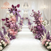 Ensemble de fleurs artificielles détachables en soie blanc, rose et violet, moderne et élégant, pour décoration d'arche de mariage, taille personnalisée, pour salon