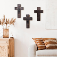 JUXINDA Croix murale chrétienne en bois Crucifix religieux décoration pour la maison chapelle église