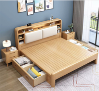 Lit plateforme king size pliable en bois massif nordique 2026 avec tête de lit éclairée, hauteur réglable, design moderne et épuré