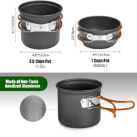 Kit de cuisine de camping en acier inoxydable léger, ensemble de casseroles, poêles et réchauds d'extérieur avec support trépied
