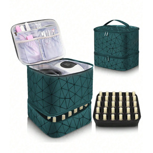 Sac cosmétique double couche en PU, grande capacité, portable, pour rangement de vernis à ongles, avec grille de séparation, <span class=keywords><strong>kit</strong></span> de manucure – Vente chaude - Product Image 4