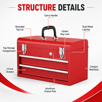 Armoire à outils portable en acier rouge de haute qualité Guanpin, avec serrure à clé, tiroir inférieur, style classique, vente en gros