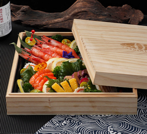 Caja de comida de madera Sashimi japonés Caja de madera de mantenimiento fresco Tienda de comida extra grande para llevar Caja de <span class=keywords><strong>sushi</strong></span> Rectangular con tapa - Product Image 1