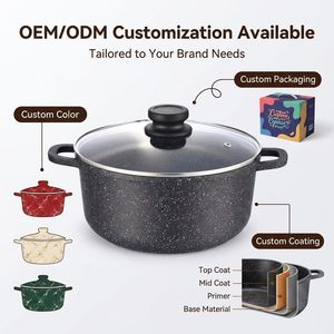 <span class=keywords><strong>Olla</strong></span> de Cocina Antiadherente de Aluminio Fundido <span class=keywords><strong>a</strong></span> Presión, con Tapa de Vidrio y Perilla de Acero Inoxidable, Libre de PFAS, Certificada por BSCI, 20CM, OEM, Personalizable - Product Image 3