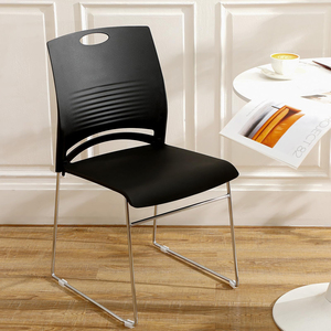 Chaises d'invités en plastique noires avec base en métal pour salle de conférence, bureau, réception - Product Image 4