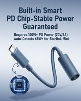 Adaptador de Corriente de 100w con Enchufe Europeo y Cable Conector de Tipo-C a DC Hembra para Starlink Mini