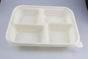 2023 Innovative Products Cornstarch Meal Lunch Box 4 Compartment Cornstarch Rectangle Food Container