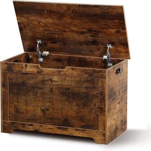 Asansör üst-rustik kahverengi oyuncak göğüs ve Entryway organizatör ile 29.5 "Retro ahşap depolama tezgahı - Product Image 1