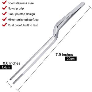 China Factory UTILITY Kulinarische Zange <span class=keywords><strong>8</strong></span> Zoll Edelstahl Offset Beschichtung Barman Sushi Chef Küchen pinzette - Product Image 2