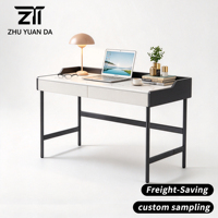 Meja Kerja Batu Sintered Mewah Ringan dengan 2 Laci, Kaki Baja Karbon, Meja Tulis Kantor Rumah Modern 80-140cm